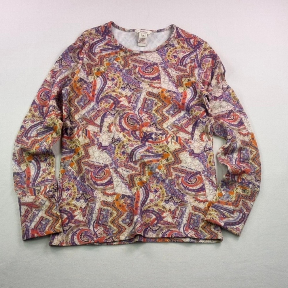 Sundance Multicolor Paisley Long Sleeve Knit Top Size M